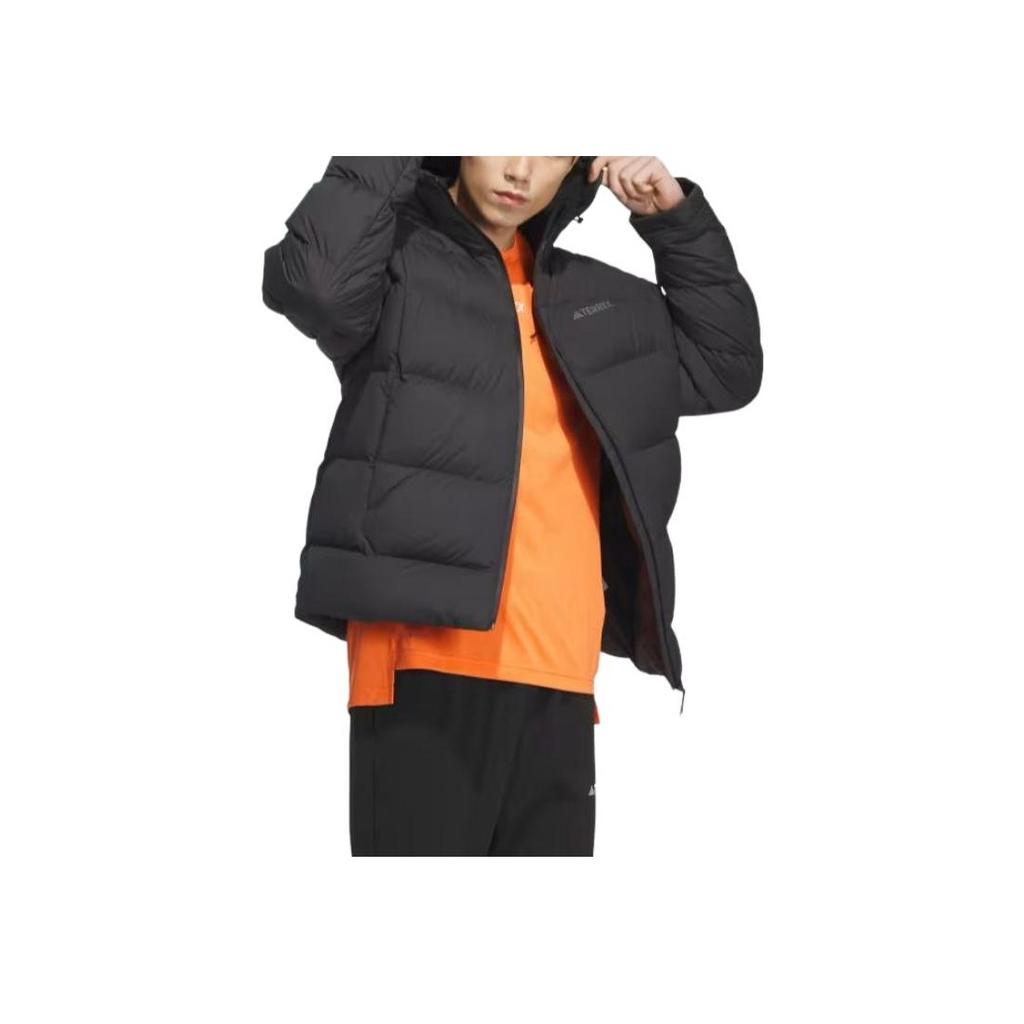 Adidas Heavyweight Goose Down Jacket With Hood And Fitted Long Sleeves Men Outerwear Black IL8965