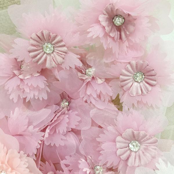 5Pcs 3D Rhinestone Lace Flowers Patch Applique For Wedding Dress Hairpin Brooch Accessories