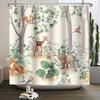 Шторка для душа Лесные животные джунгли Деревья Растения Дикая природа Птица Медведь Лось Лиса Олень Олень Современный Минималистичный Детская Ванная Шторка для душа