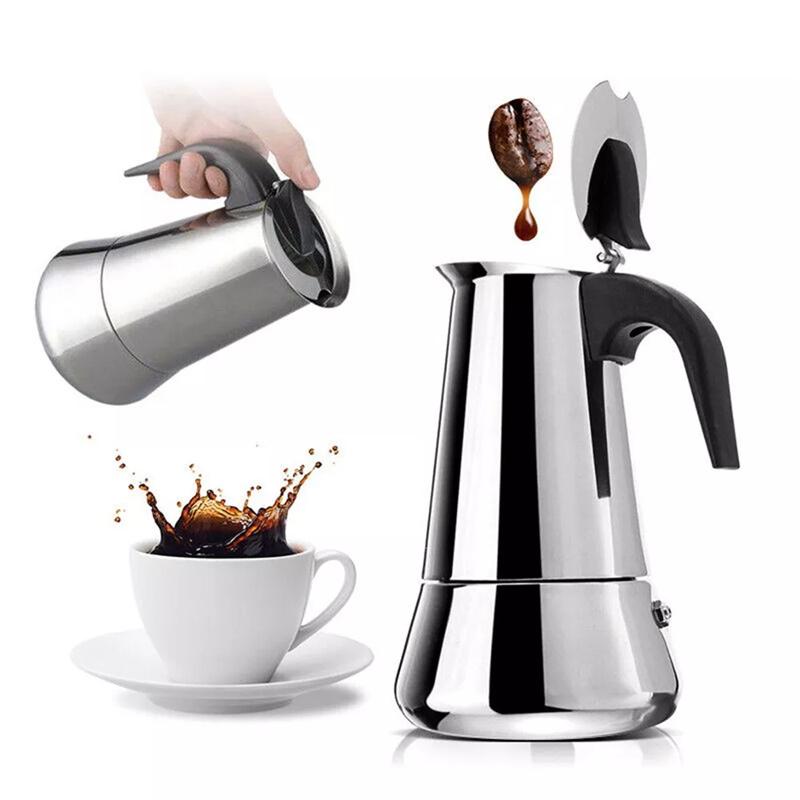 4/6 Cups Stainless Steel Italian Top Moka Espresso Cafeteira Expresso Percolator Stovetop Coffee Maker Moka Pot