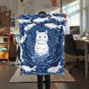 Artistic Cats  Print Flannel Blanket, High quality Comfortable for All Seasons, Home Decor, Warmth and Comfort
