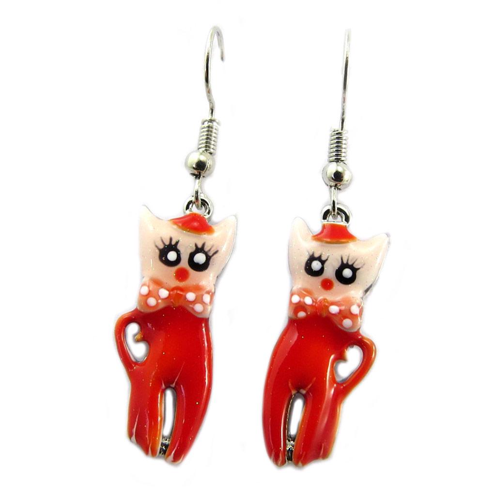 Les Trésors De Lily [P7324] - Red 'Cats' Designer Earrings - 25x10 Mm