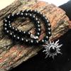Black Onyx Sun Necklace, Silver Charm Jewelry, Natural Beads Necklace, 925 Sterling Silver, Handmade Jewelry