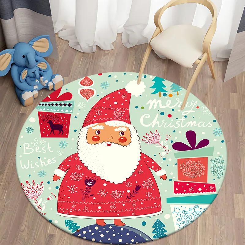 Санта-круглый ковер для дома, гостиной, спальни, коврик для кухни, ванной комнаты, коврик, милое украшение для детской комнаты