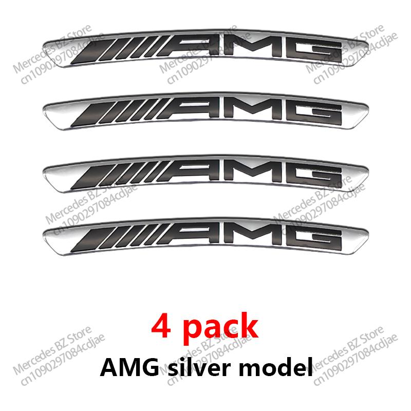 OLV5 4pcs Aluminum Car Wheel Hub Badge Tire Rim Sticker Decor Accessorie For Mercedes Benz E C G M R S Class W204 W212 GLC AMG 4MATIC