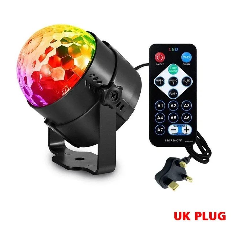 7 Colors Rotating Magical Stage Lights RGB Projection Lamp DJ Disco Ball Light for Home Party KTV Bar Stage Wedding Lighting
