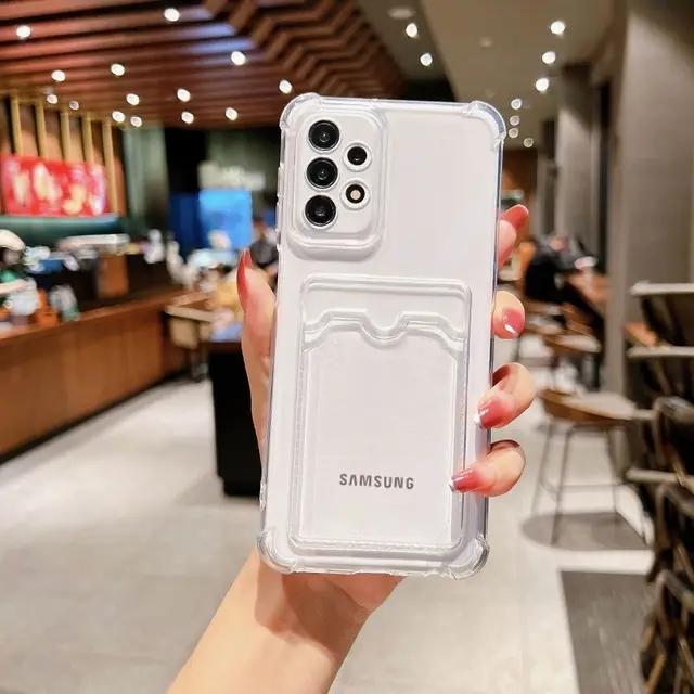 Чехол-кошелек с карманами для карт для Samsung Galaxy S25 S24 S23 S22 S21 Ultra Plus FE A54 A53 A13 A14 A52 A34 A32 A72 5G Прозрачная накладка Funda