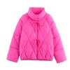 Kaslead New Women clothes Western Style Straps Diamond Plaid Hand Plug Cotton Cotton-padded jacket Outerwear