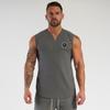 Muscleguys Men's Gym Clothing Training Vest Fitness Bodybuilding Cotton V-neck Top Comfort Fashion