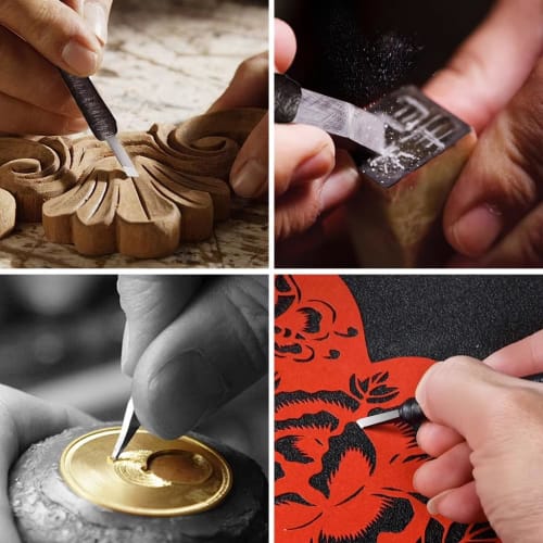 zmart Профессиональный набор из 10 предметов для резьбы по камню из вольфрамовой стали, набор ручных инструментов со стамесками, режущими лезвиями для резьбы по дереву, стамесками для гравировки по камню, Карвин