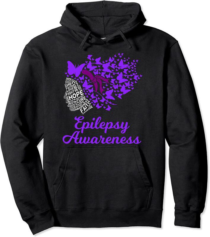 Epilepsy Awareness Day Seizure Disorder Purple Ribbon Unisex Hooded Sweatshirt