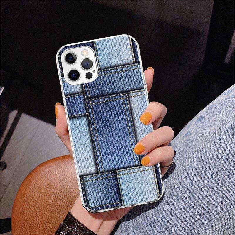 Джинсовый Ковбойский Деним С Принтом Чехол для Телефона Для iPhone 17 Air 16 Pro Max 16E 15 + 14 Plus 11 12 13 Mini 7 8 SE Подарок Печатная Крышка Fundas