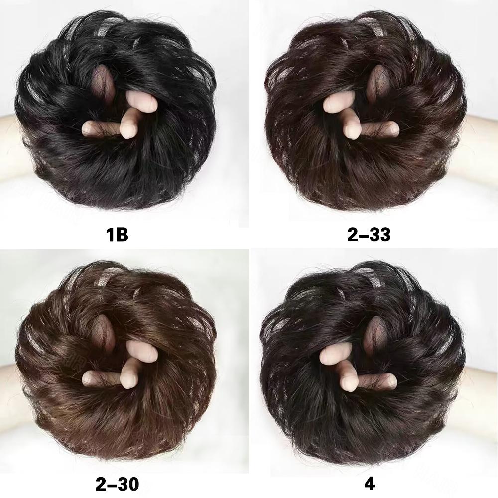 MISSQUEEN Synthetic High Bun Messy Bun Wig With Hair Extension Ponytail Band Elastic Rubber Band High Bun Ponytail Wig Extension Curly Ponytail Lady