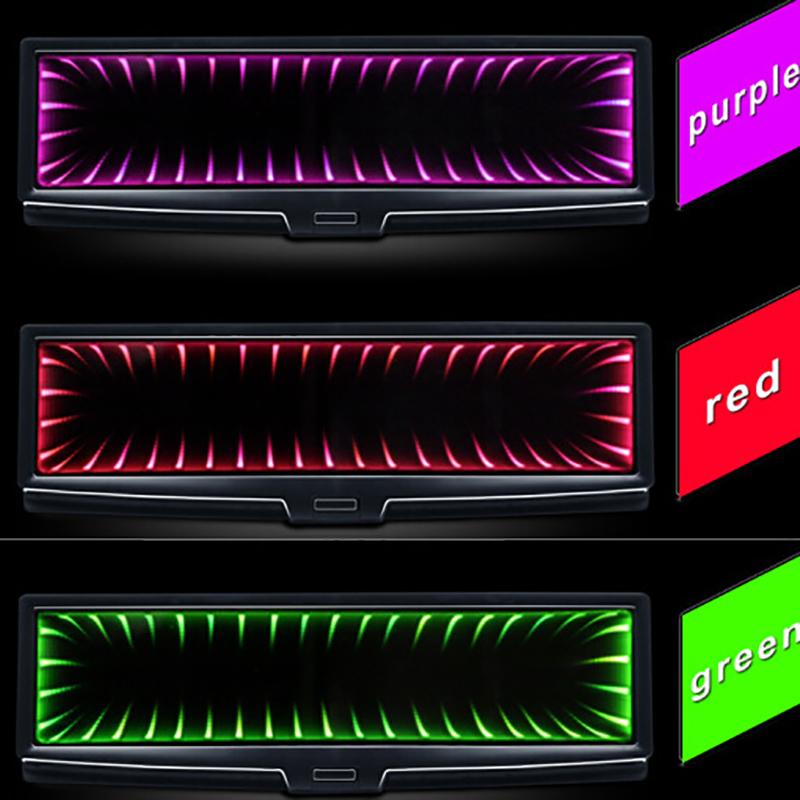 Автомобильное внутреннее 3D зеркало заднего вида с подсветкой LED Большое поле обзора Автомобильное внутреннее зеркало заднего вида Плоское зеркало-отражатель Окружающий свет