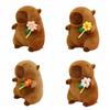 Brown Capybara Plush Doll Fluffy Capybara Stuffed Doll Lovely Flower Capybara Plush Toy  Birthday