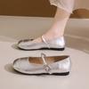 Silver Mouth Temperament Mary Jane Shoes Women 2024 New Lightweight Spring and Summer Small Leather Shoes Single Shoes