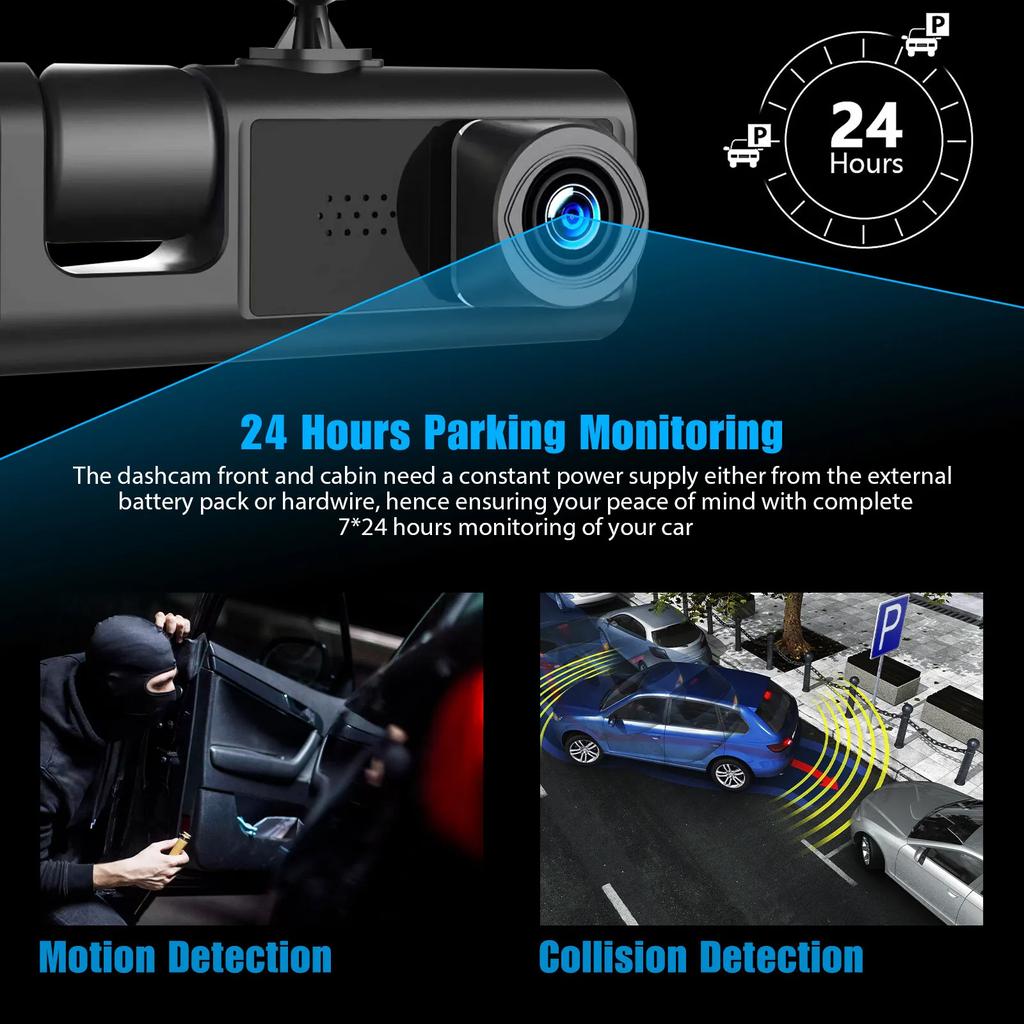 1080P Car DVR 2-Inch Driving Recorder 2/3-Way HD 1080P Three-Lens Parking Monitoring With Night Vision Car DVR Dash Cam