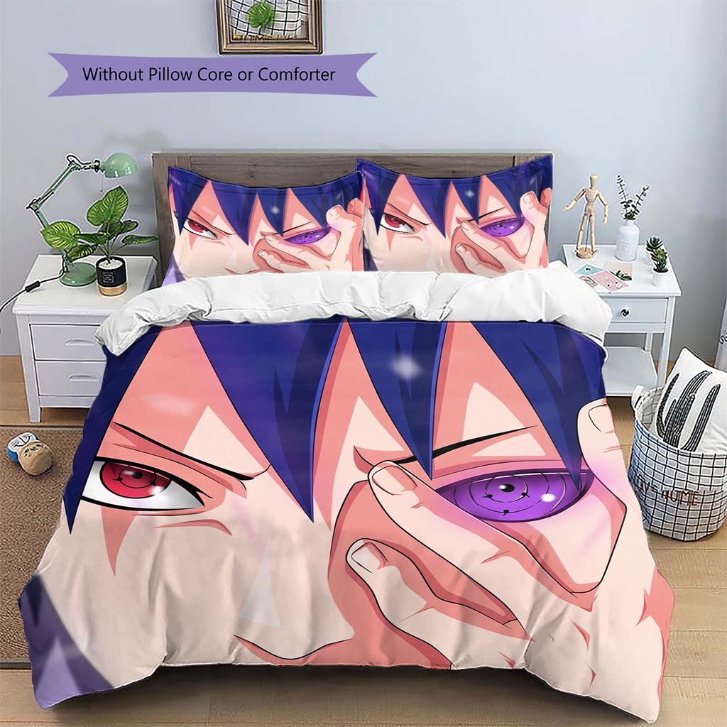 Sasuke Uchiha Pattern Bedding Home Decoration Birthday Gift (1 * duvet cover + 2 * pillowcase, without core)