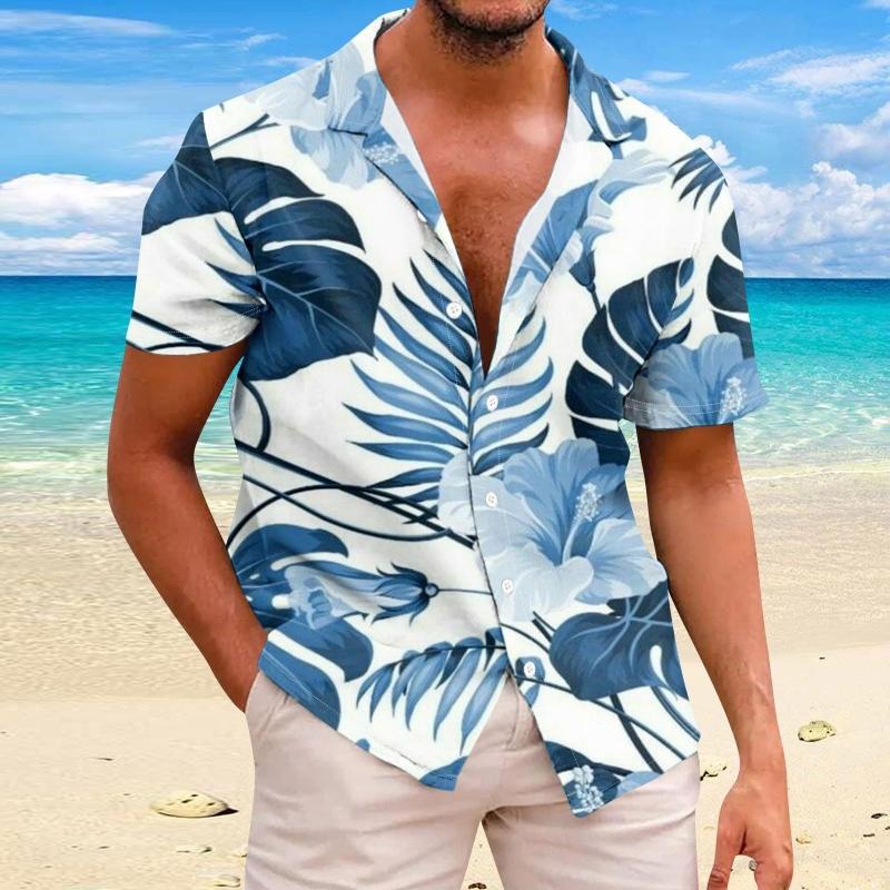 Beach Flower Men's Shirt 3d Print Hawaiian Short Sleeve Shirts For Men Summer Casual Shirt Loose Oversized Short Sleeve Tops