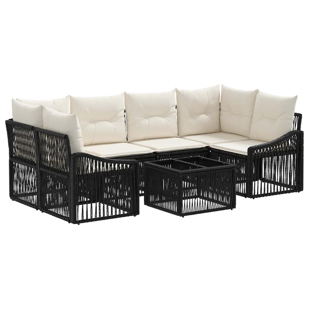 Garden Sofa Set 7 Pieces Black Poly Rattan
