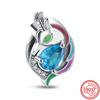 925 Silver Hermit Crab Gecko Jellyfish Dolphin Turtle Pendant Sky Blue Beads Fit Original  Charms Bracelet Europe Jewelry