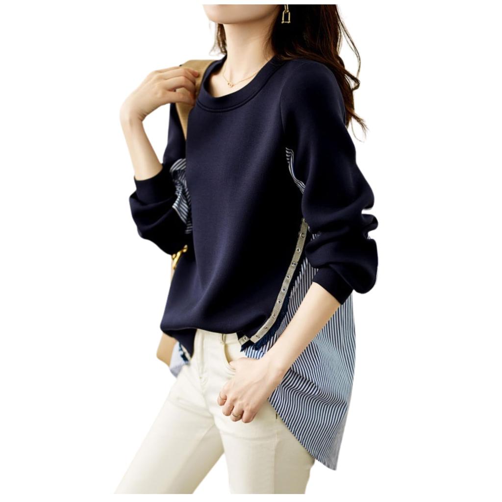 Docking Long Layered Loose Office XXL [Green Tea] Top, Sleeves, Look, Stylish, Slimming, Oversized, Spring/Autumn Design, Fit, Casual, Ultramarine,