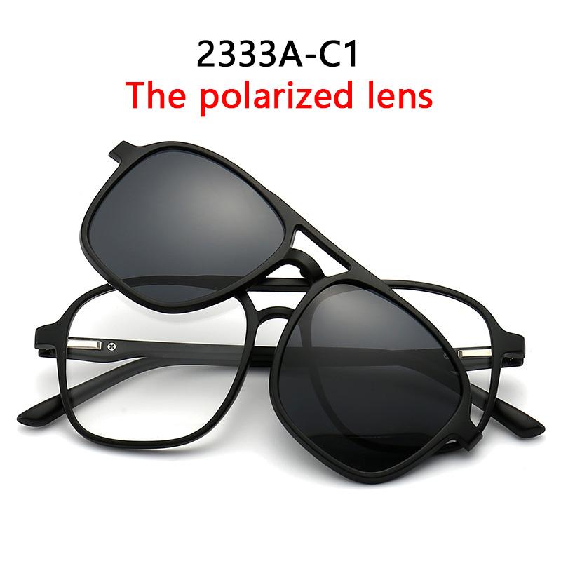 5 Lenes Magnet Clip Sunglasses Square Men Polarized Gray  Frame Custom Prescription Women Myopia Glasses