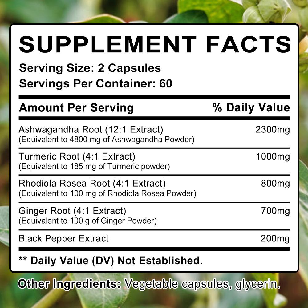 Turmeric Root Supplement, With Rhodiola Rosea Root, Ginger Root, Black Pepper Extract