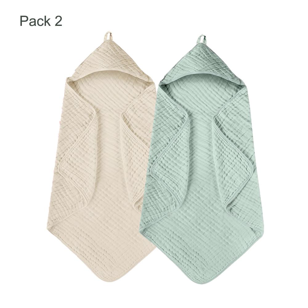 2 Pack 35*35inch Baby Bath Hooded Towels 100% Muslin Cotton Newborn Baby Bath Towel with Hood for Babies Infant Toddler and Kids