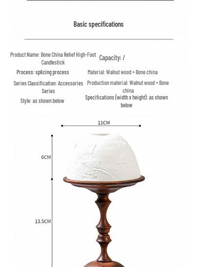 Vintage Walnut & Bone China Candle Holder - Luxurious Aromatherapy Decor for Home & Restaurant