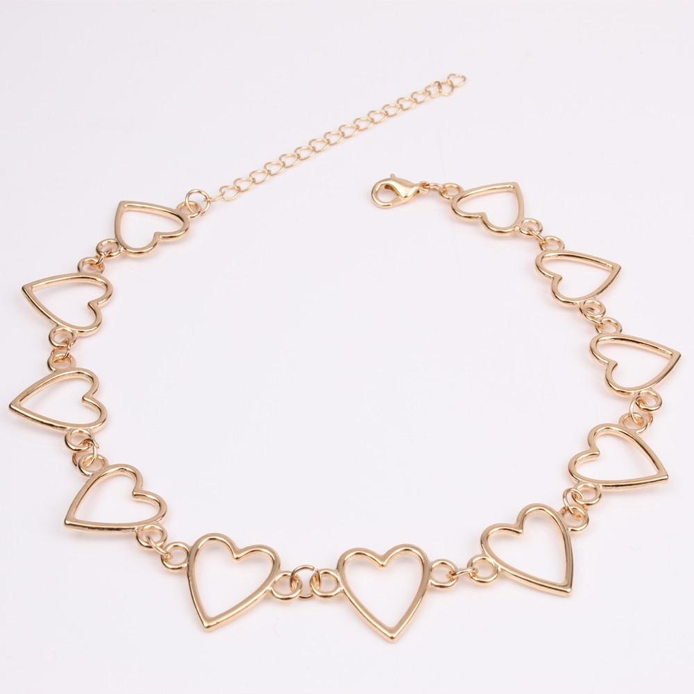 Independent Gothic Metal Hollow Connecting Heart Neck Chain Collar Necklace Women 'S Egirl Cosplay Aesthetic Jewelry Jewelry