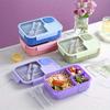 Портативный ланч-бокс бенто 1450 мл с приборами, безопасный для микроволновой печи, для обеда, офиса, пикника, герметичный, с разделителем, контейнер для соуса, кухонная утварь