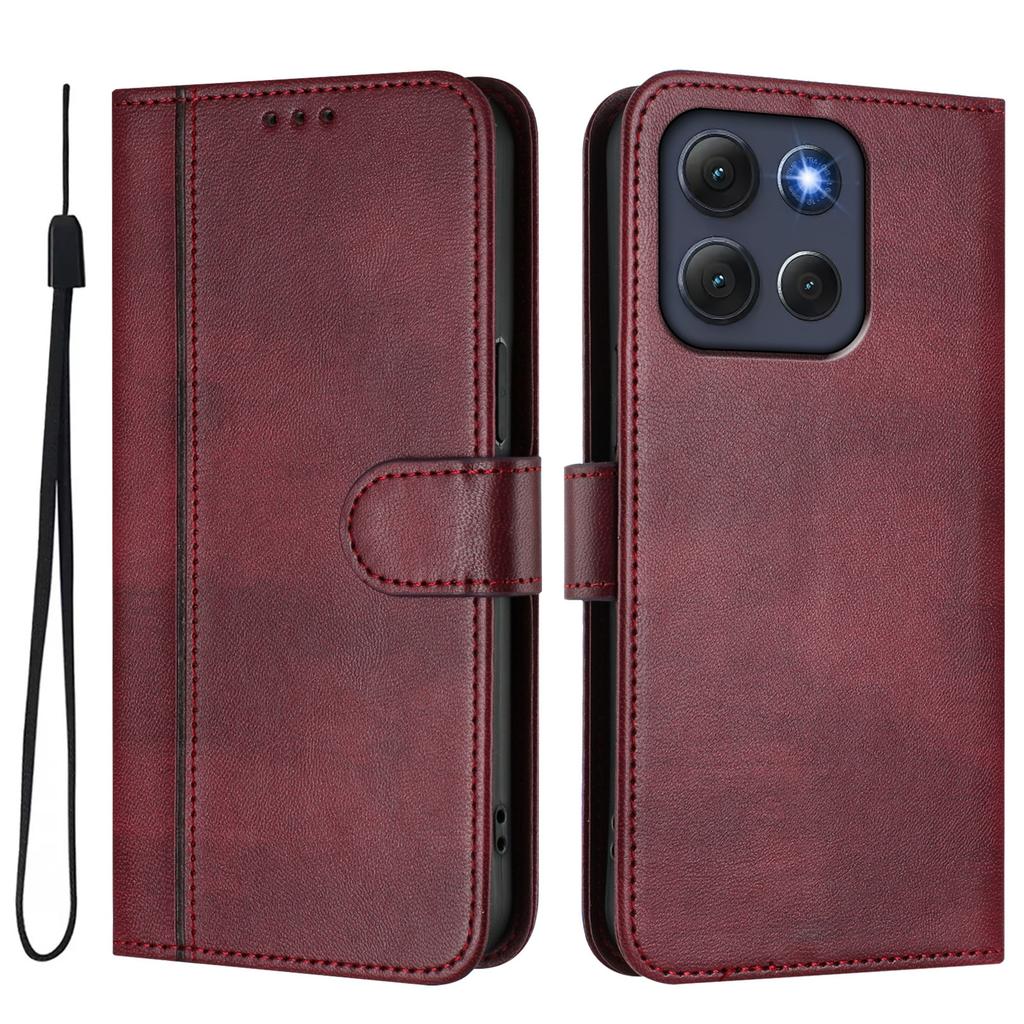For Motorola Moto G86 5G Cases Wallet Stand Retro Texture Leather Phone Cover with Lanyard