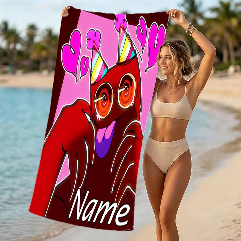 Customizable personalized beach towels Garten Of Banban themed designs.Suitable for the beach, yoga, sports;ideal as beach accessories