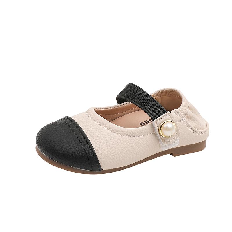 Мягкая детская мода в японском стиле, простая кожаная прострочка, нескользящая, лето 2024, новые универсальные туфли принцессы на плоской подошве для девочек, повседневная обувь