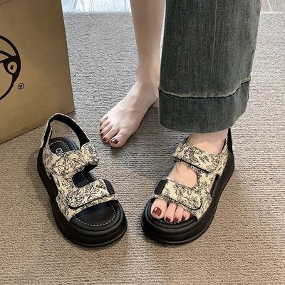 Повседневные походные сандалии на танкетке с высоким каблуком