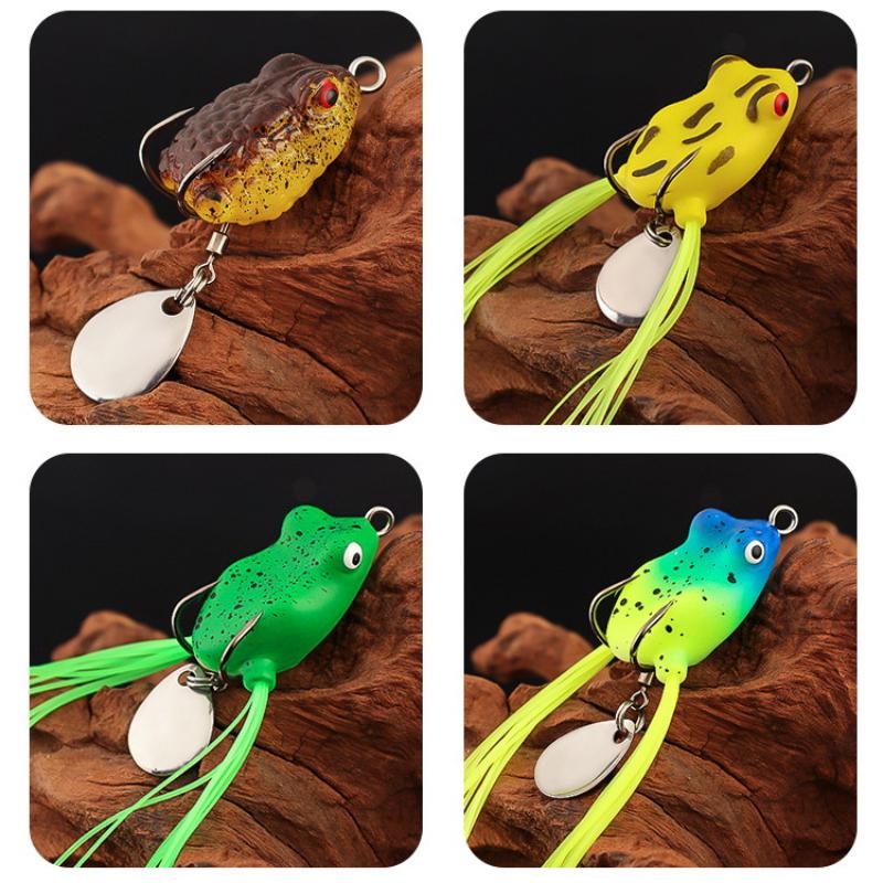 1Set Frog Soft Lure Tube Bait Plastic Fishing Lure With Fishing Hooks Topwater Ray Frog Artificial 3D Eyes