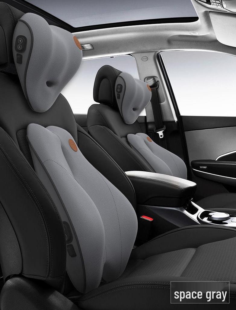 Электрический массажный валик из пены с эффектом памяти для поясничной поддержки в автомобиле и комплект подголовников