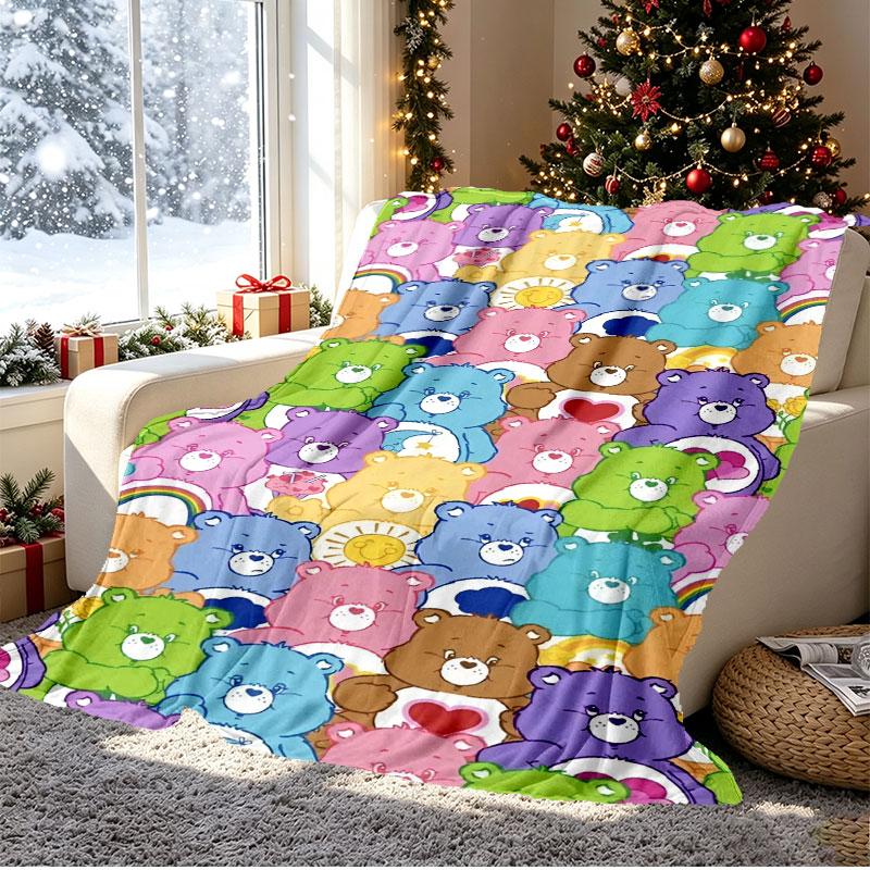 Care Bears Pattern Blanket for Home Decoration, Bed, Sofa, Car Travel, Camping, Suitable for All Seasons, Birthday Christmas Gift