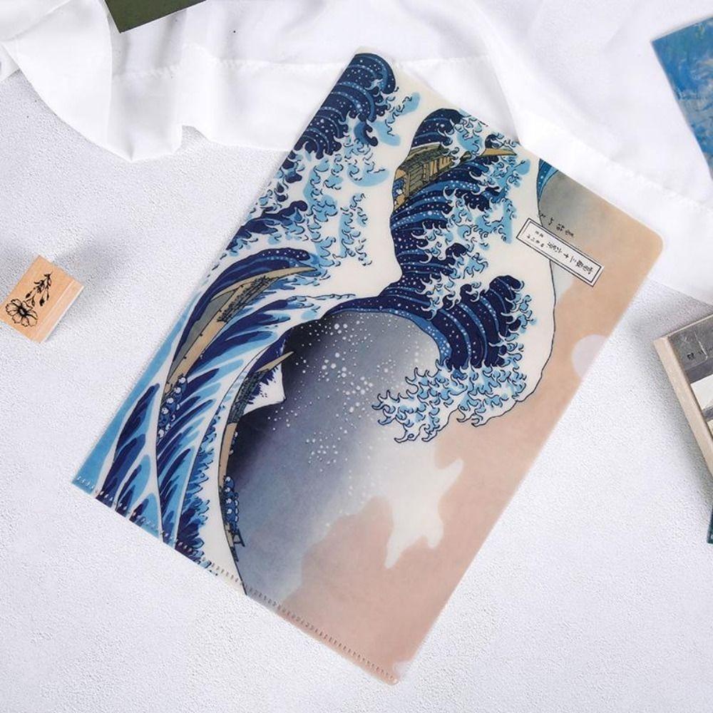 Папка-презентация Папка L-образной формы Серия «Забавные известные картины» Документы Органайзер для бумаги Сумка для хранения Папка для файлов A4 Настольный