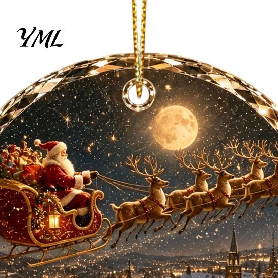 Christmas Landscape Ornament Scene Acrylic for Holiday Tree Decor, Decorative Seasonal Ornaments Hanging Keepsake Party And Home Decorations Supplies