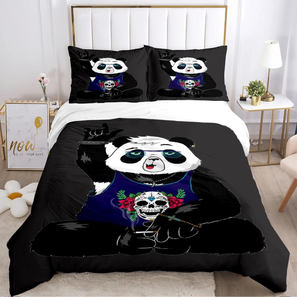 Cute Panda Duvet Cover Cartoon Kawaii Comforter Bedding Sets Soft Quilt Cover And Pillowcases For Teens SingleDoubleQueenKing