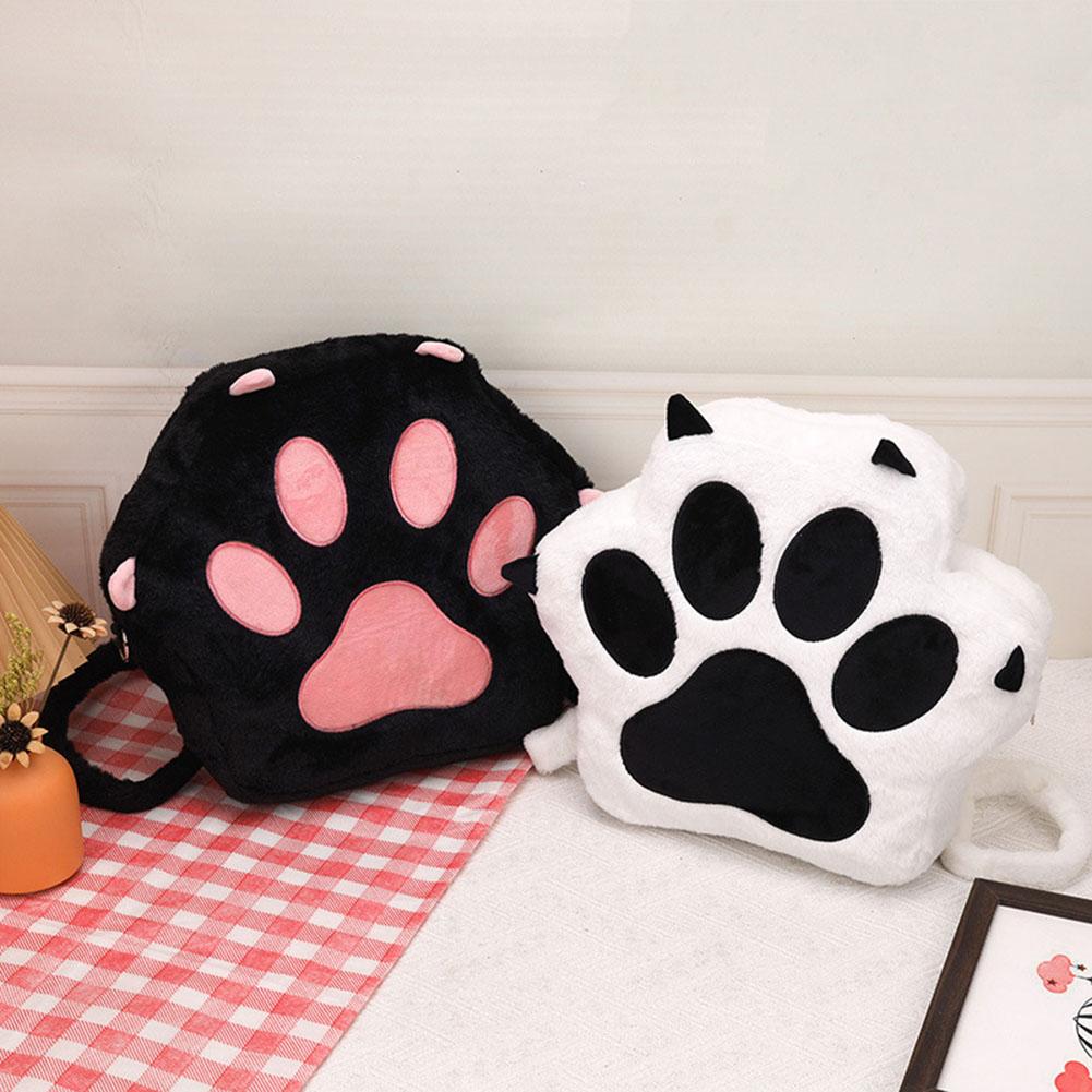 Милый мягкий пушистый кошелек с кошачьими лапками и регулируемыми ремнями, милая школьная сумка JK Girls Bag, мультяшный рюкзак для женщин и девочек