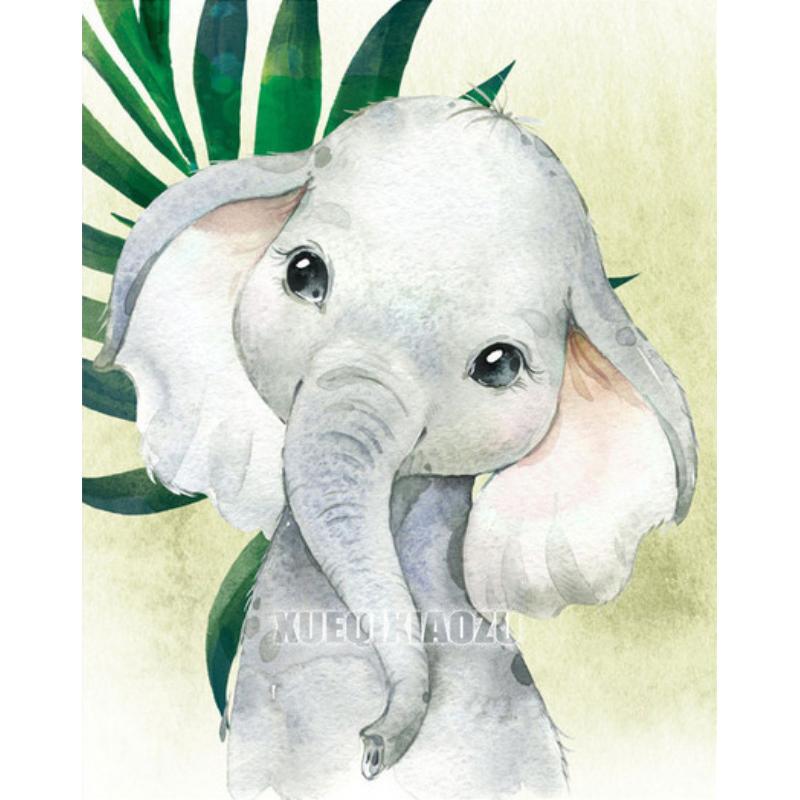 Мультяшное Животное Алмазная Живопись Растительный Лист Лев Зебра Жираф Слон Алмазная Вышивка Крестиком Подарок для Малышей Детей Домашний Декор