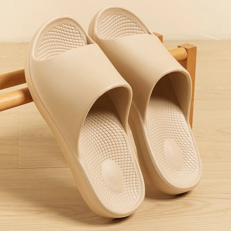 Fashion Thick Platform Slippers Women Summer 2025 Solid Color Soft Sole Cloud Slides Woman Lightweight Non-Slip Beach Shoes Flip Flops