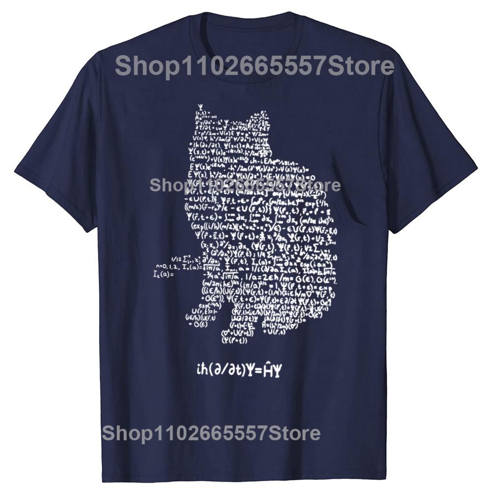 Maxwell Cat Quantum Mechanics Equation Theory T Shirts Physics and Mathematics Math Funny Cat Tshirt Oversized Men Europe Size