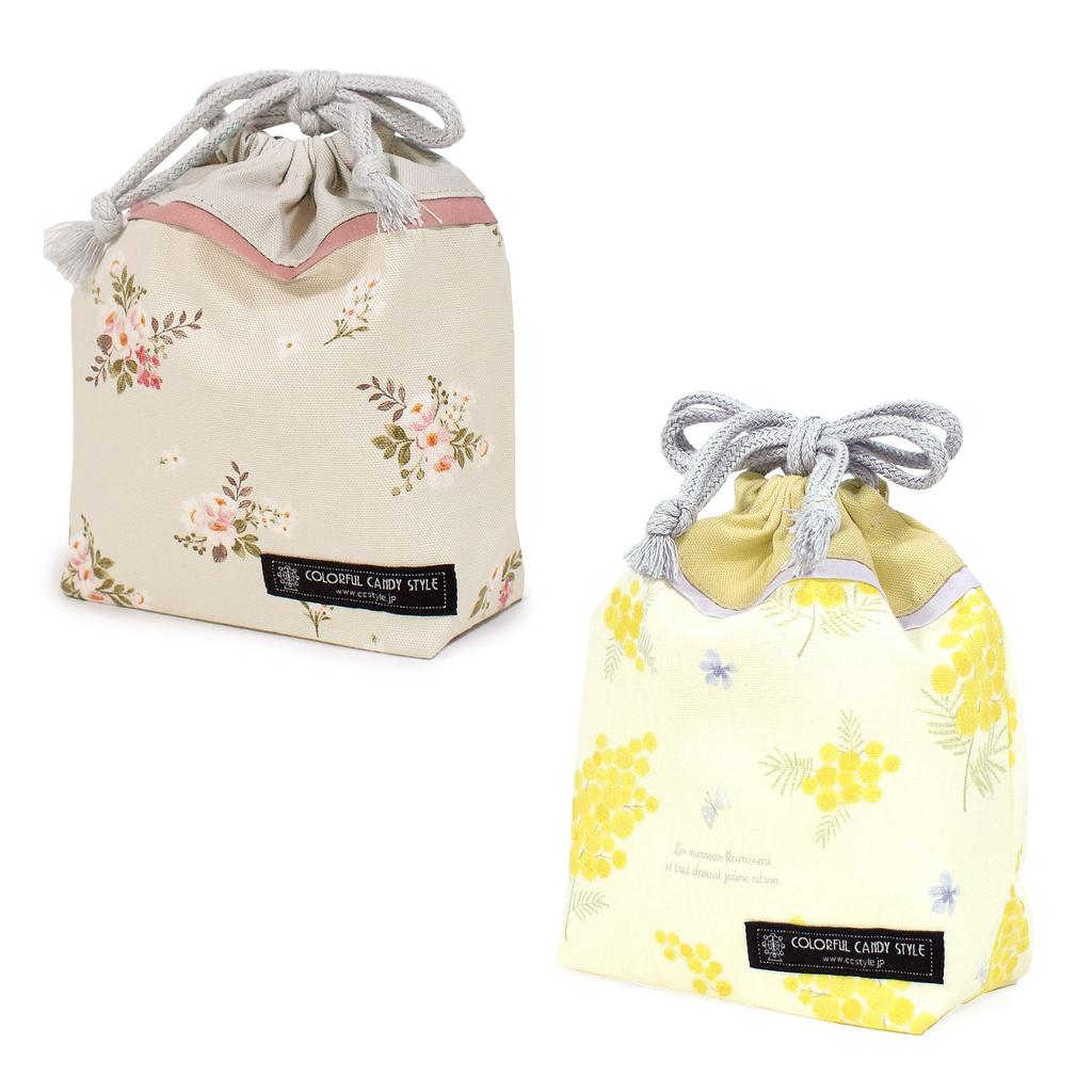 COLORFUL CANDY STYLE Drawstring Small Set of 2 Different Cup Accessory Tool Petite Bouquet and Mimosa NU903100 Bag, Patterns, Bag, Holder, Bag,