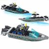 SWAT WW2 Military Camouflage Rubber Boat Rescue Canoeing Lifeboat Kayaking Infantry Army MOC Creative Building Block Brick