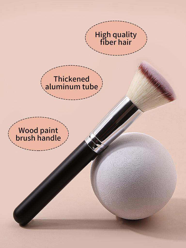 1pcs Flat Head Makeup Brush Soft Bristles Loose Powder Brush Blush Brush HighlightBrush Multifunctional Novice Facial MakeupTool