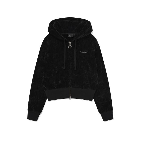 Covernat Short Zip-Up Hooded Sweatshirt Women tops Black CO2403HZ71BK